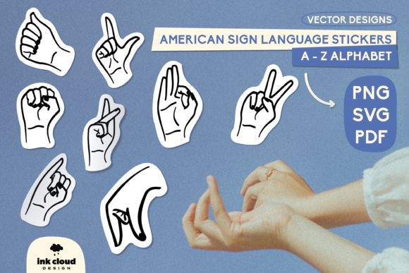 ASL SVG Sticker American Sign Language Graphics for Crafters