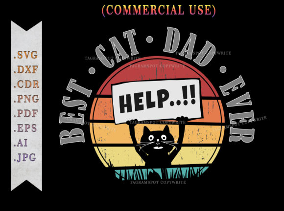 Best Cat Dad Ever Sunset SVG for Print Templates