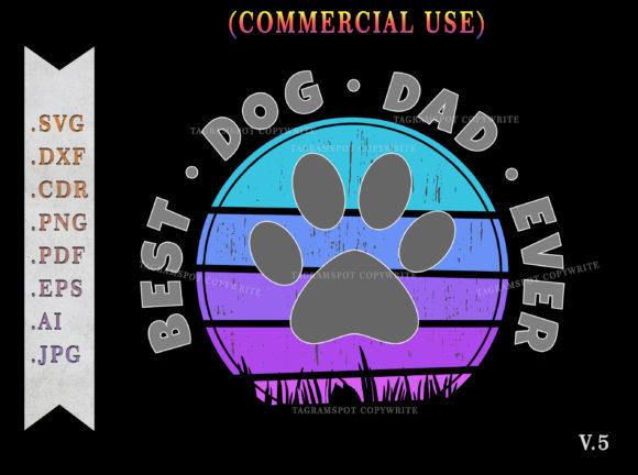 Best Dog Dad Ever Retro Sunset SVG V.5 - Graphics & Print Templates