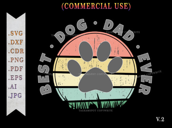 Best Dog Dad Ever Retro Sunset V.2 Graphics & Print Templates