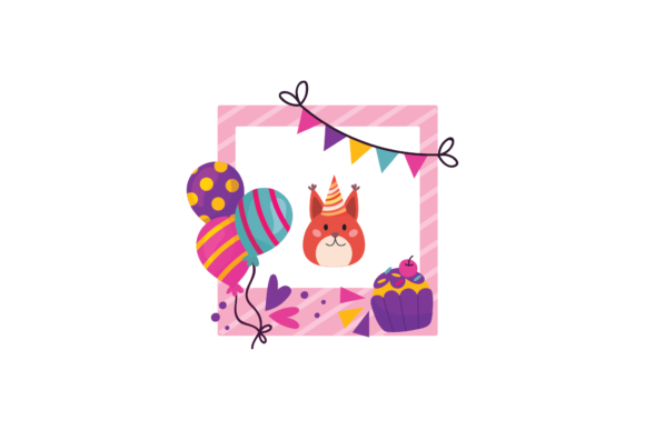 Birthday Frame Sticker Cat Animals SVG: Graphics & Icons for Publishers