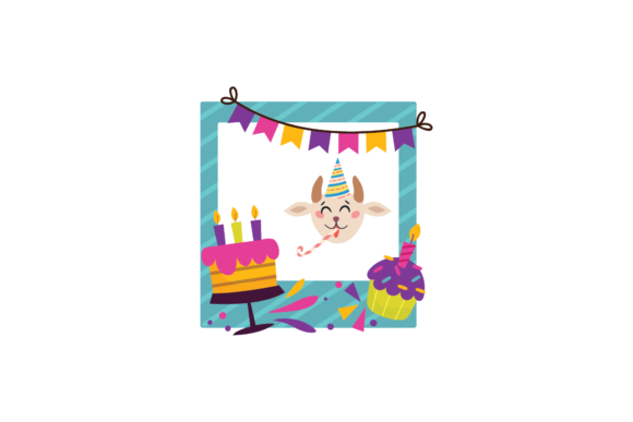 Birthday Frame Sticker Goat Animals Graphics & Icons