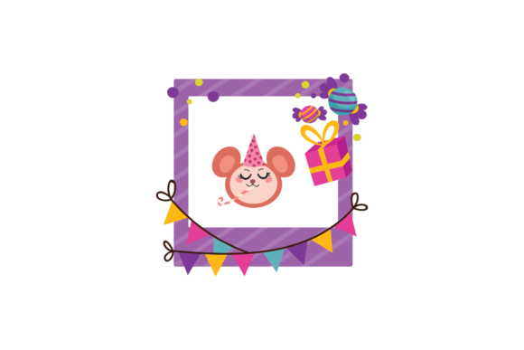 Birthday Frame Sticker Monkey Animal SVG: Graphics & Icons for Branding