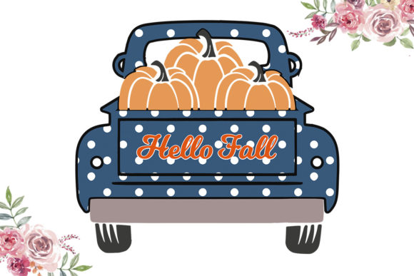 Blue Polka White Dot Pickup Truck SVG: Graphics for Print Templates