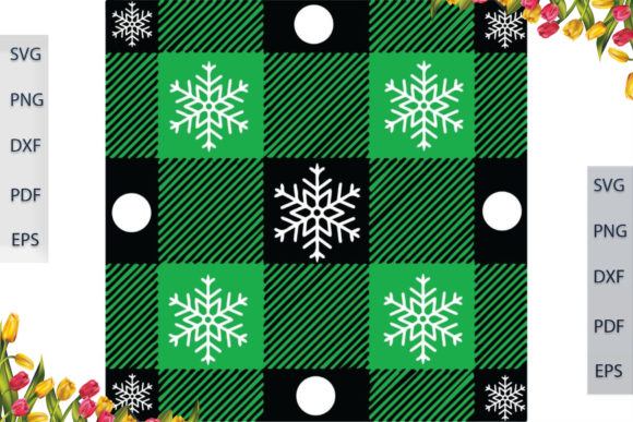Snowflake Green Buffalo Pattern SVG File