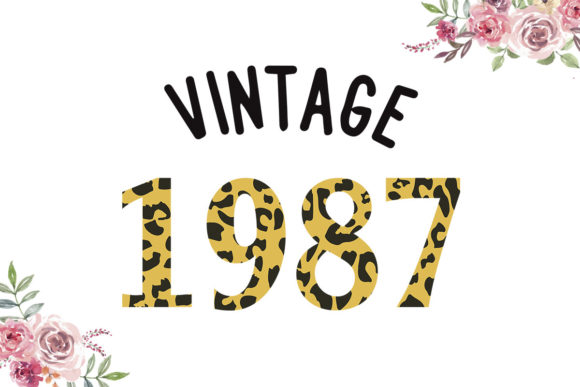 Vintage 1987 Leopard Font: Graphics for Print Templates